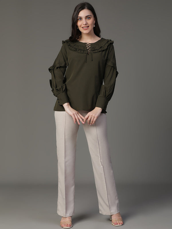 Green Crepe top