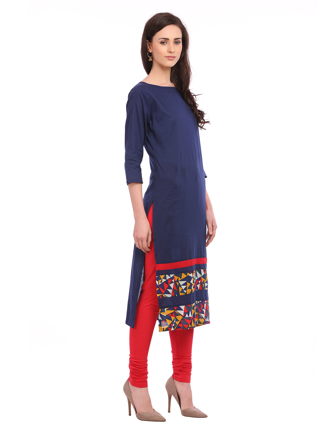 Blue & Red Panel Kurta