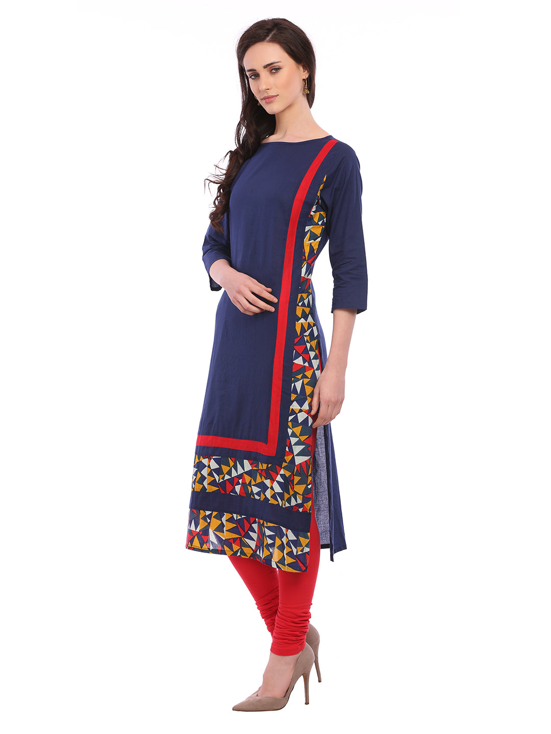Blue & Red Panel Kurta
