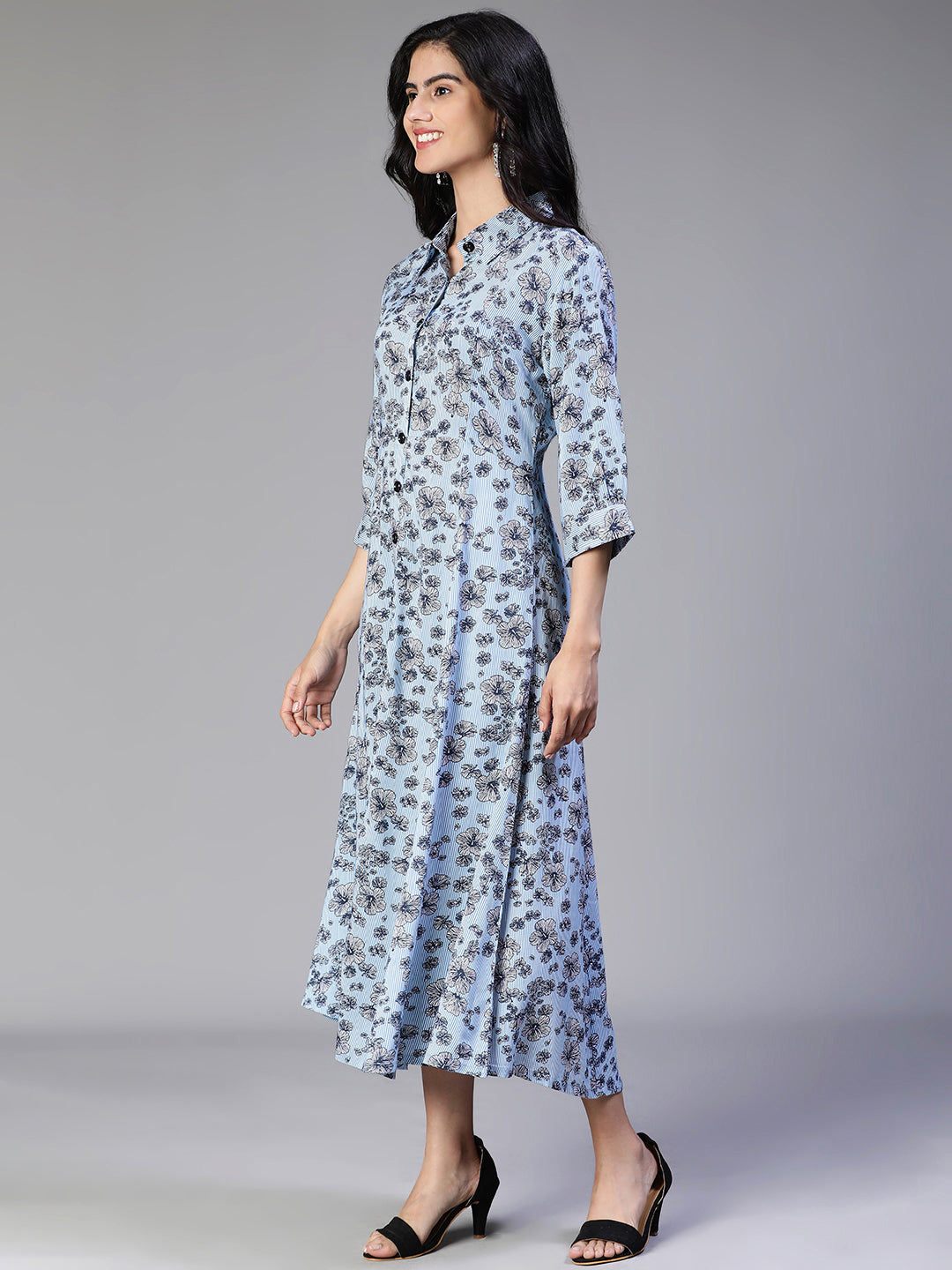 Blue floral Poly-cotton dress