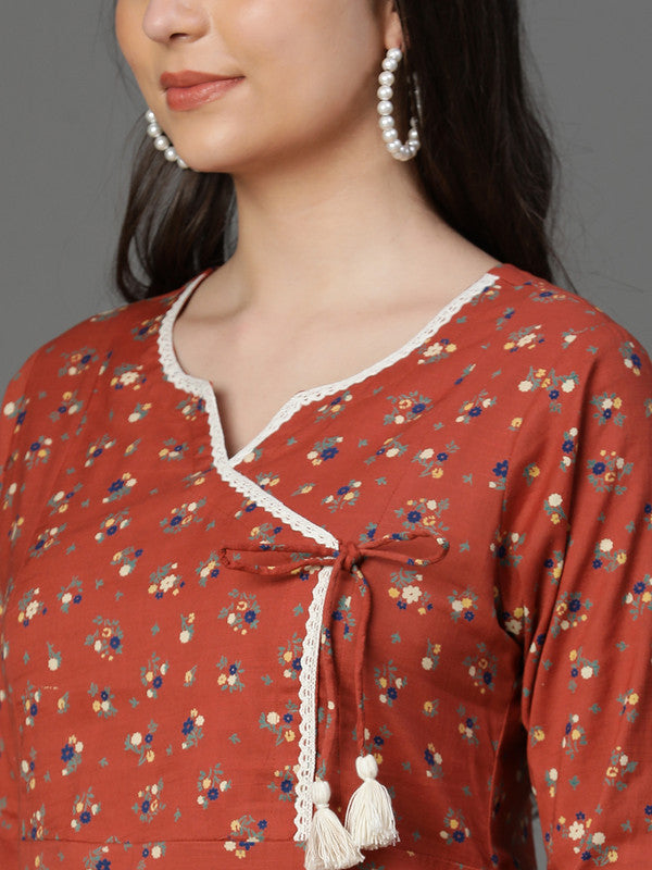 Rust Rayon Angrakha Kurta