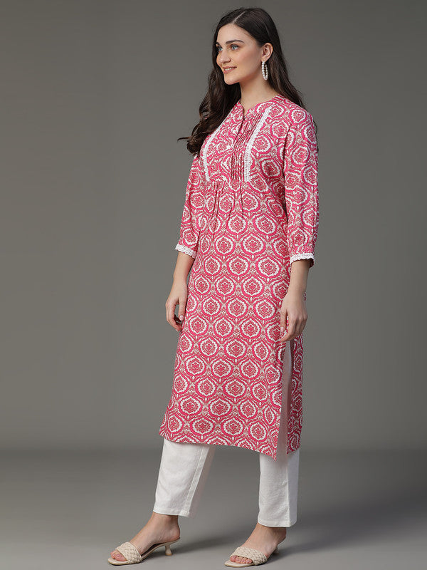 Red coton printed kurta