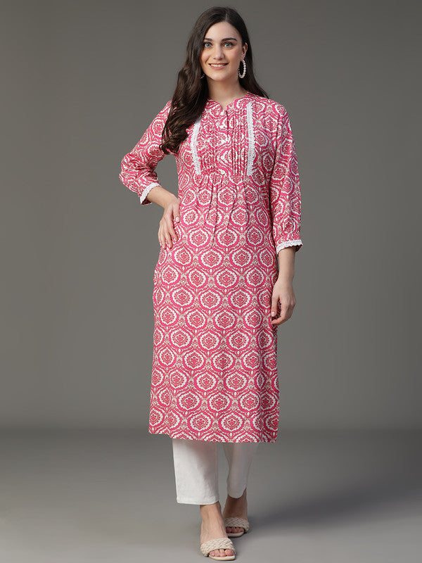 Red coton printed kurta