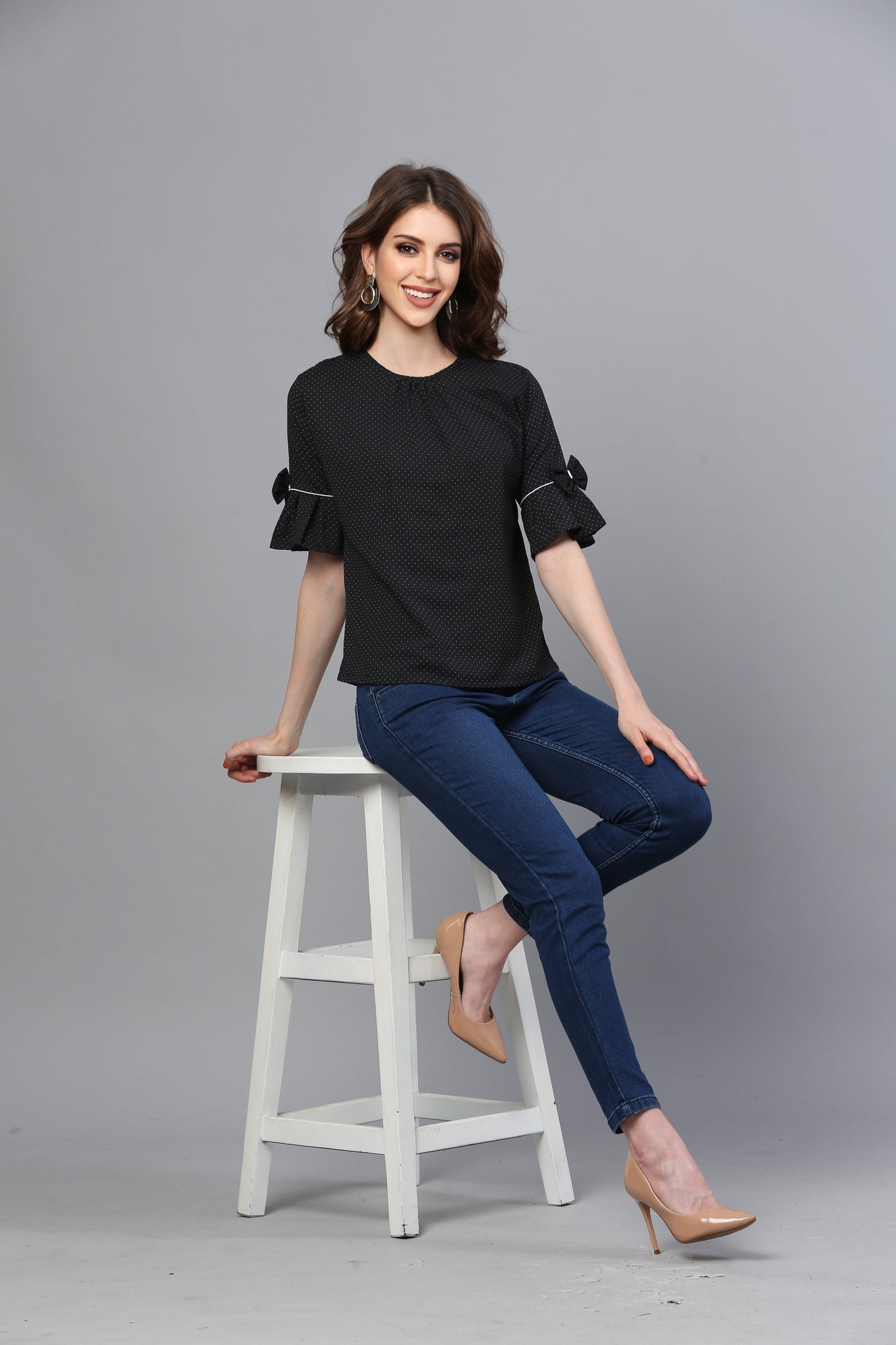 Black frilled top