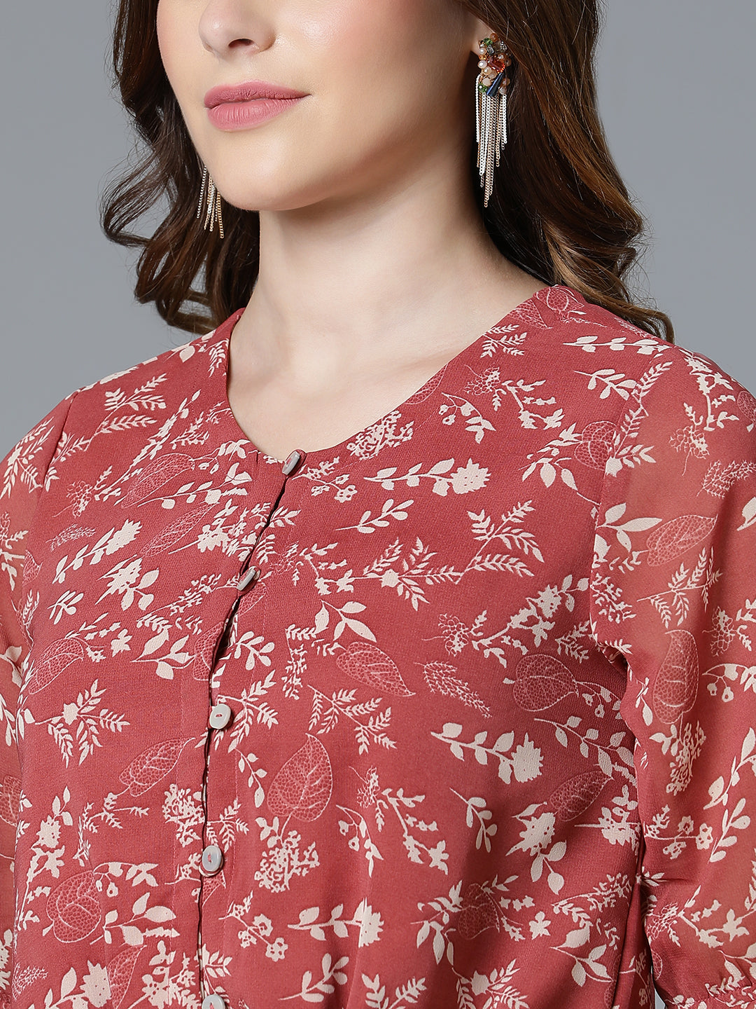 Maroon georgette printed top