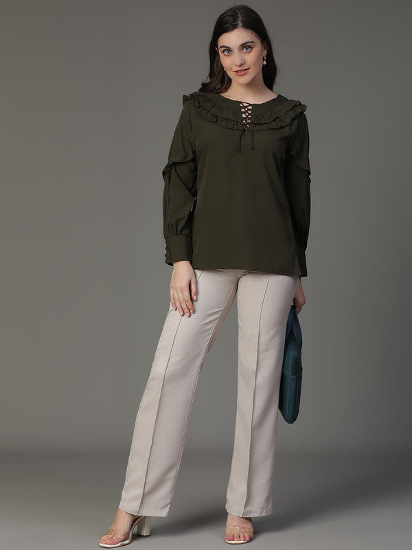 Green Crepe top