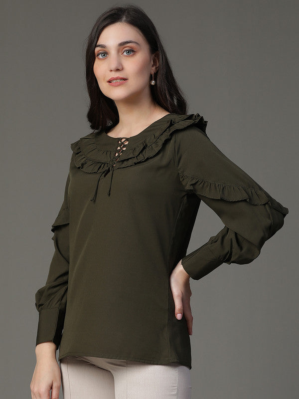 Green Crepe top