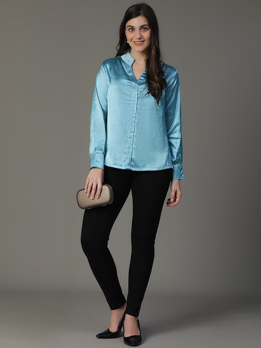 Blue Japanese Satin shirt